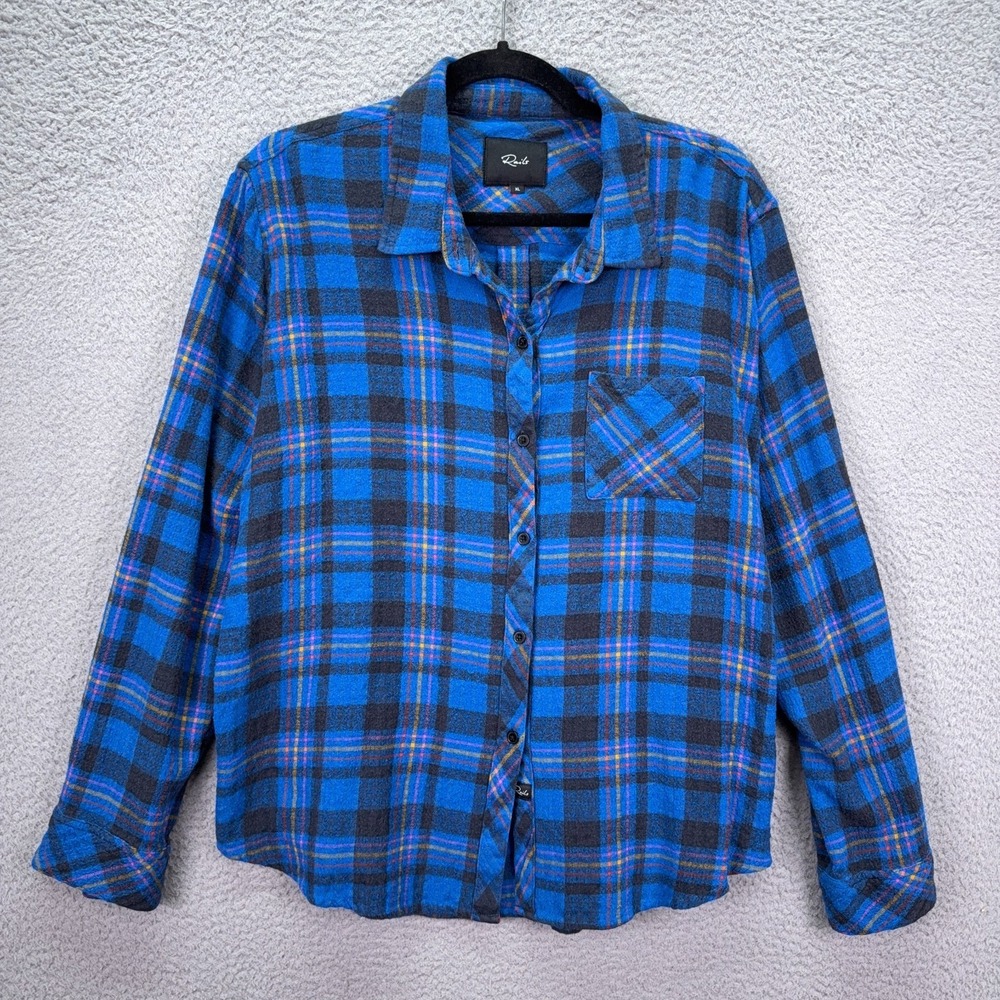 Rails Top Women XL Blue Plaid Button Up Shirt Classic Flannel Capsule Minimalist